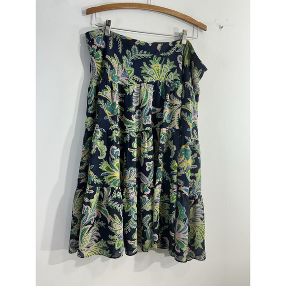 Womans Chaps Pullon Midi Skirt XL Multicolor Paisley Lined Ruffled Hem - Picture 1 of 7